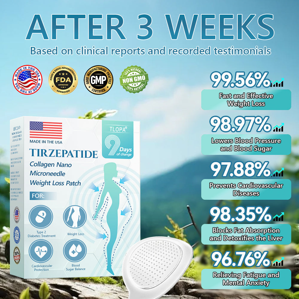 【Last Day Promotion 60% OFF🌟】🥑🥑TLOPA® SMGT-GLP-1 𝐓𝐢𝐫𝐳𝐞𝐩𝐚𝐭𝐢𝐝𝐞 & 𝐂𝐨𝐥𝐥𝐚𝐠𝐞𝐧 𝐍𝐚𝐧𝐨 𝐌𝐢𝐜𝐫𝐨𝐧𝐞𝐞𝐝𝐥𝐞 𝐖𝐞𝐢𝐠𝐡𝐭 𝐋𝐨𝐬𝐬 𝐏𝐚𝐭𝐜𝐡丨Targets Obesity, Loose Skin, High Blood Pressure, Diabetes, Fatty Liver, Joint Pain, Brain Fog, Low Energy, Body Aches, and More