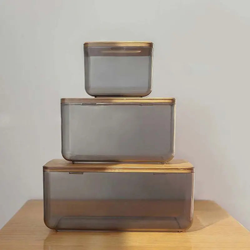 Bamboo Lid Tissue Box – Modern Plastic Holder for Home & Office