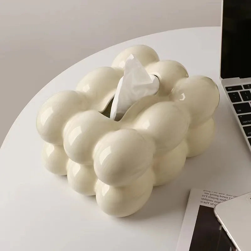 Ceramic Tissue Box with Drawer β Cotton Candy Style Holder