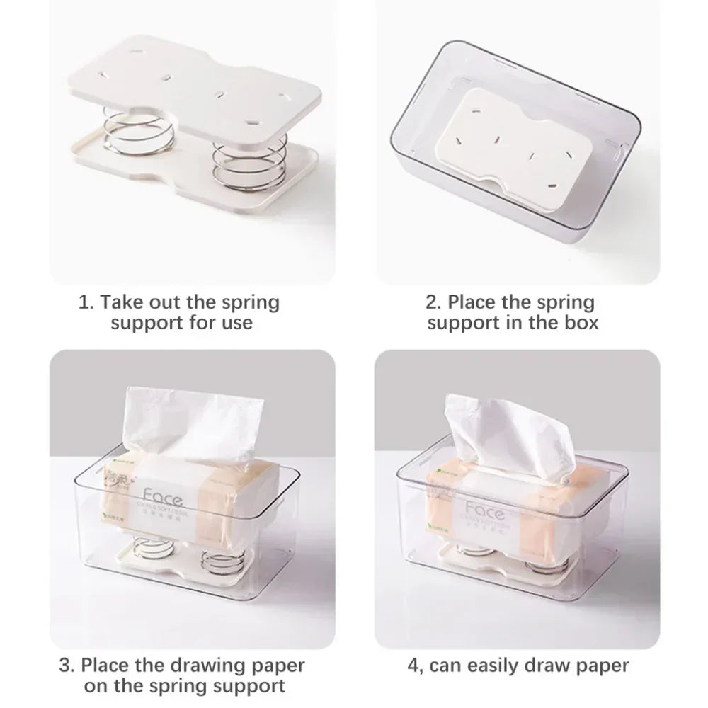 Automatic Spring-Loaded Tissue Box – One-Touch Dispenser for Car & Kitchen