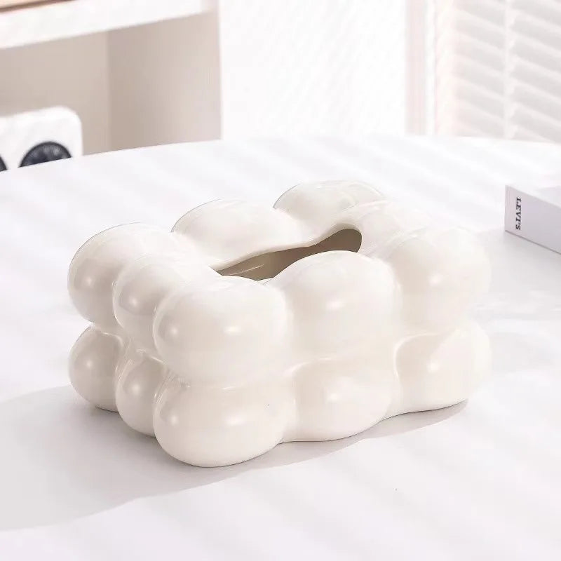 Ceramic Tissue Box with Drawer β Cotton Candy Style Holder