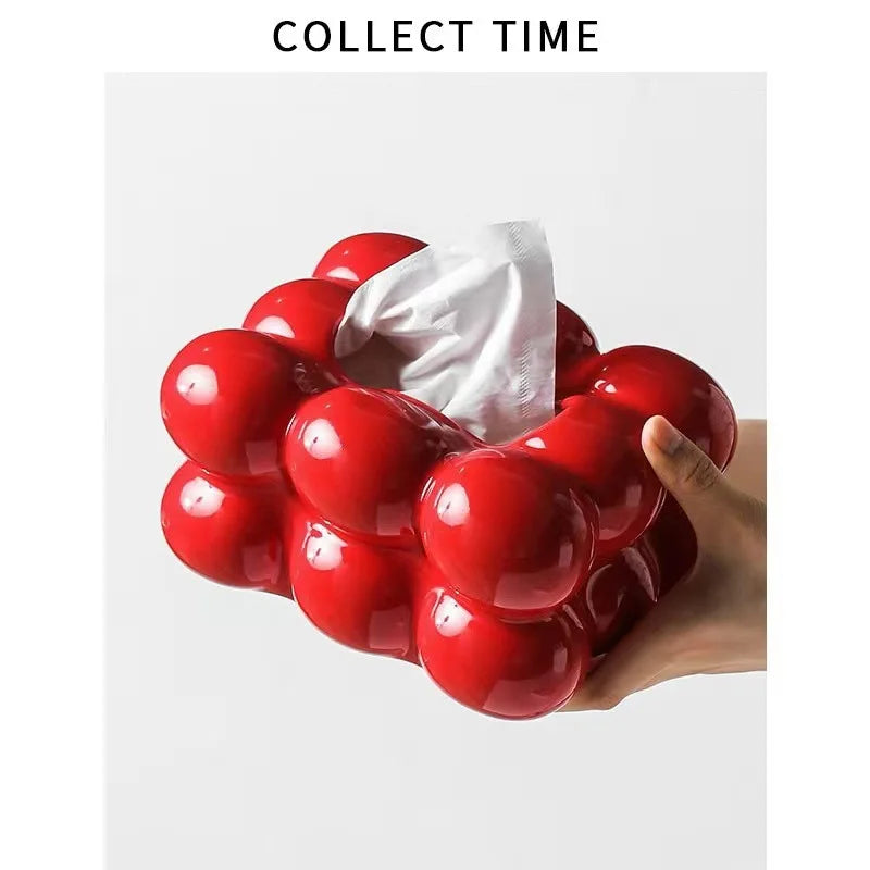 Ceramic Tissue Box with Drawer β Cotton Candy Style Holder