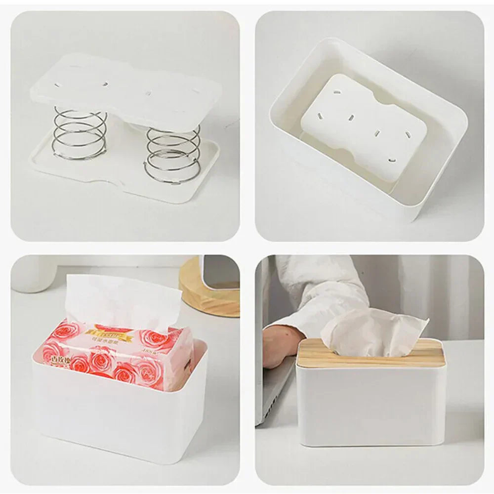 Automatic Spring-Loaded Tissue Box – One-Touch Dispenser for Car & Kitchen